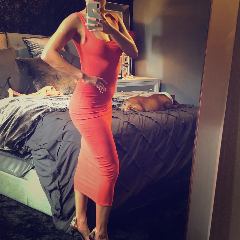 🍑❤️Red Orange Pencil Faux Suede Maxi🍑❤️
